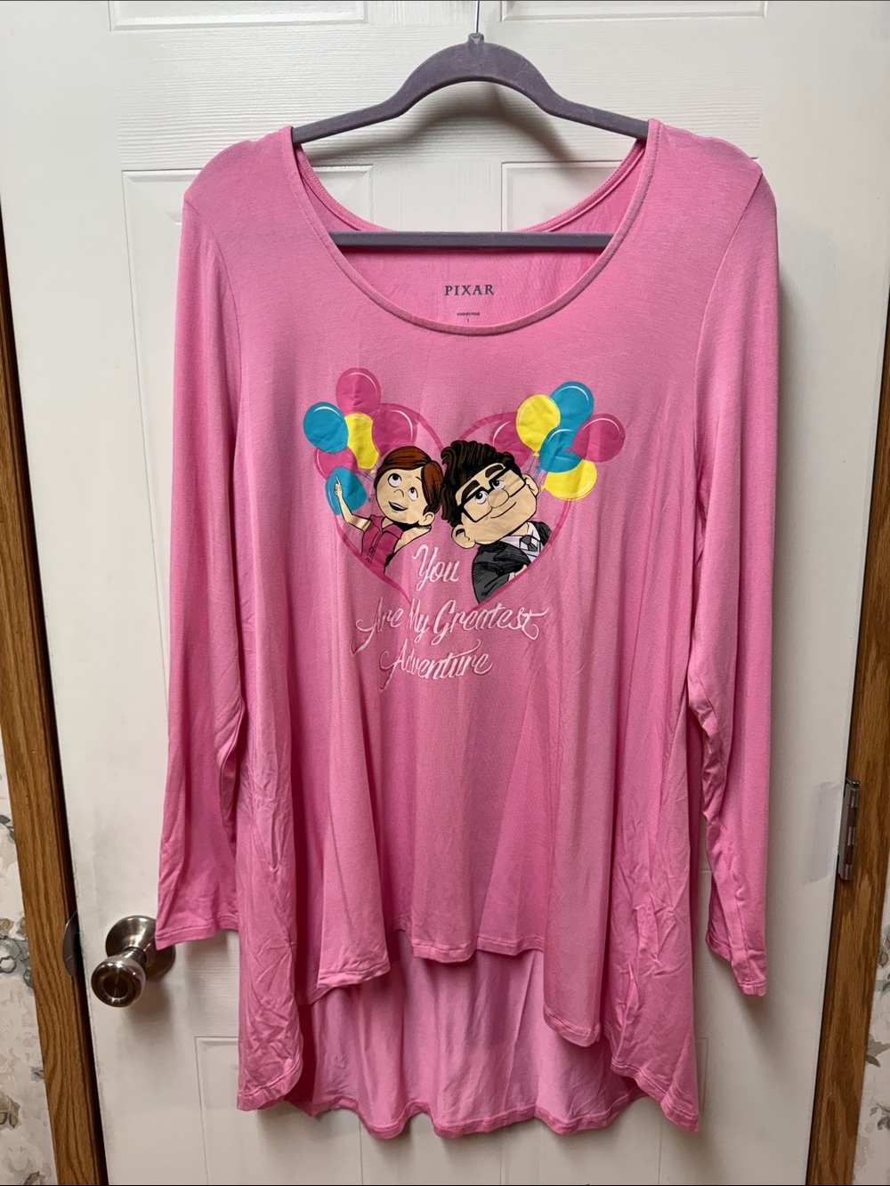 Torrid Disney Pixar Pink Long Sleeve High Low Tunic from the movie Up